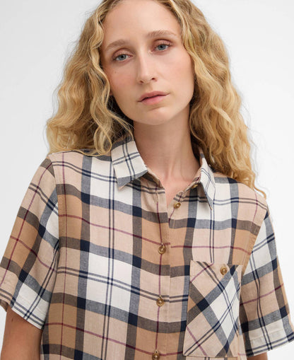 Barbour - dame skjorte, kortærmet, Fern- Hessian tartan