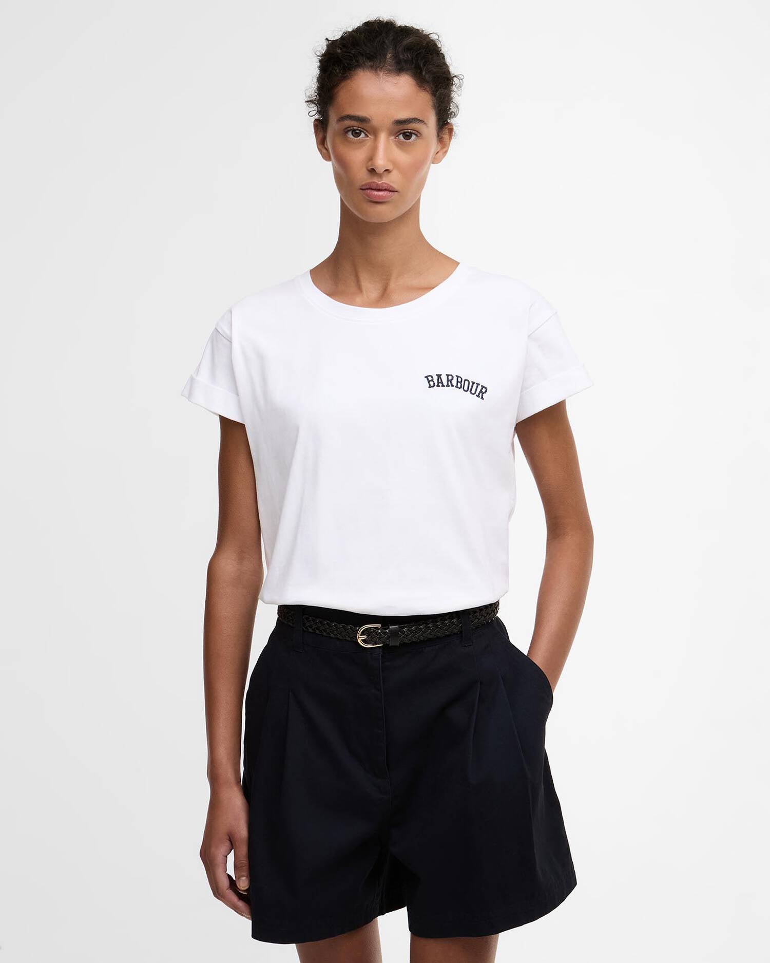 Barbour, T shirt, Dame, Bede- Hvid
