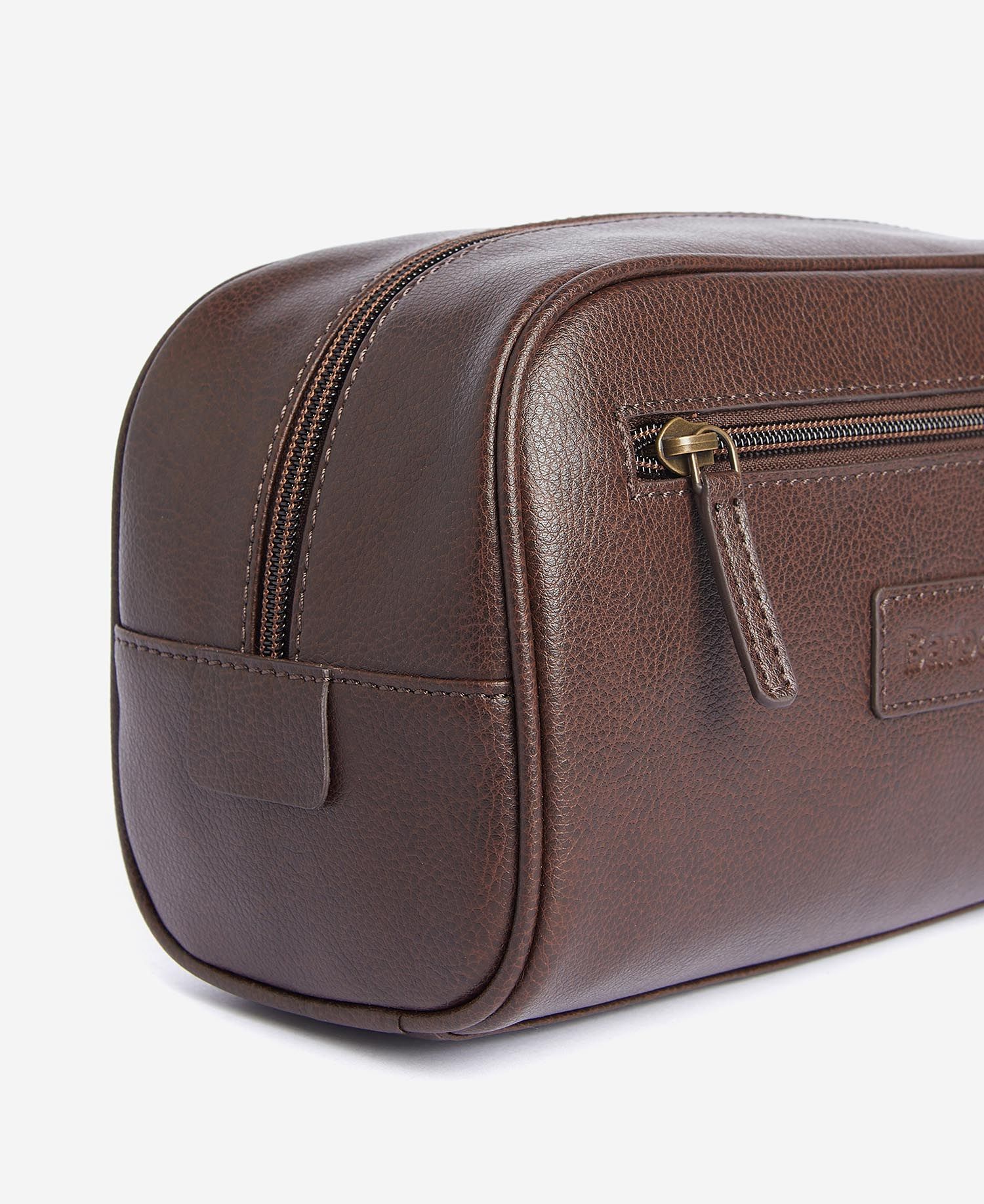 Barbour - Toilettaske, læder, Leather Washbag, - Dark Brown