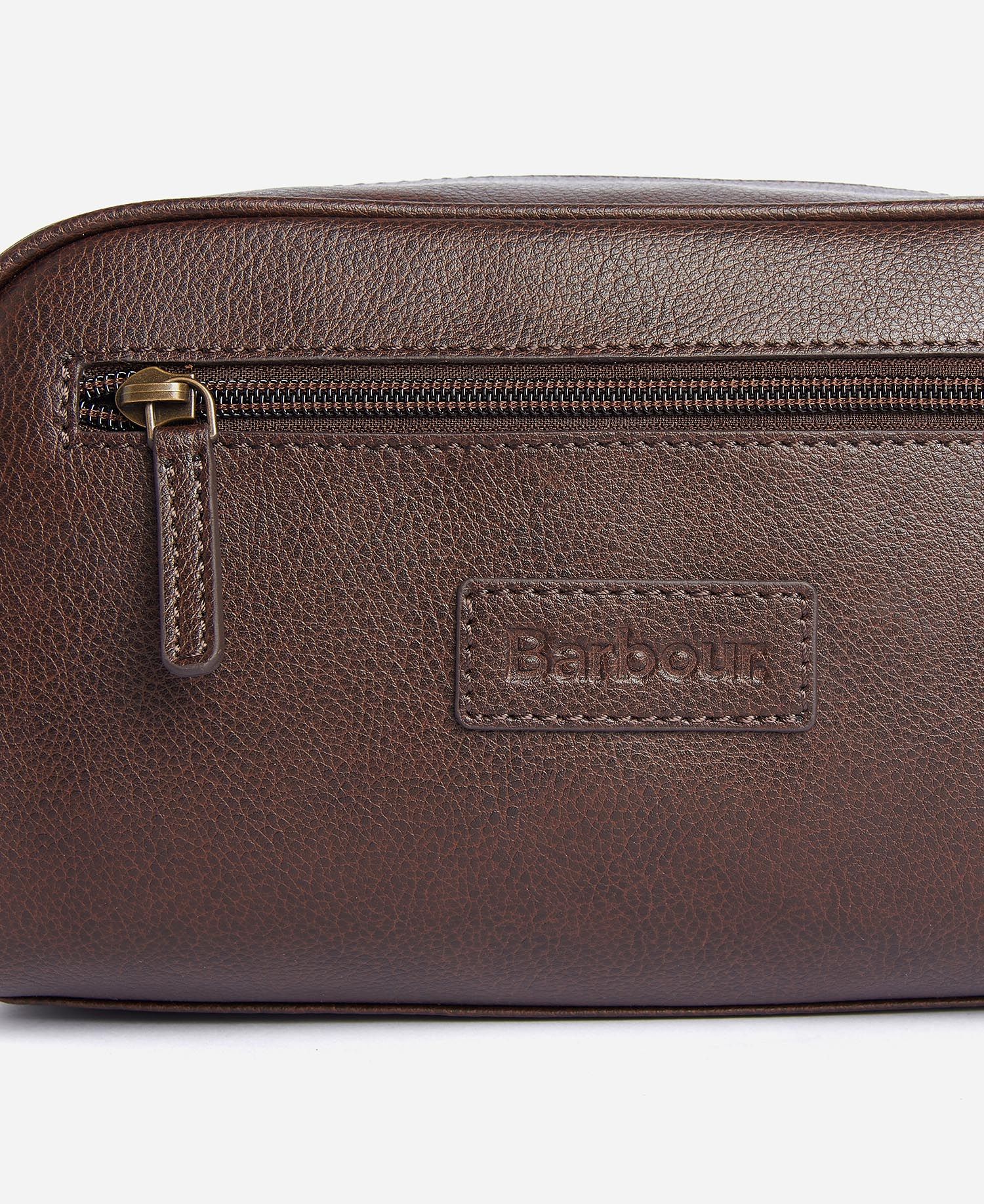 Barbour - Toilettaske, læder, Leather Washbag, - Dark Brown