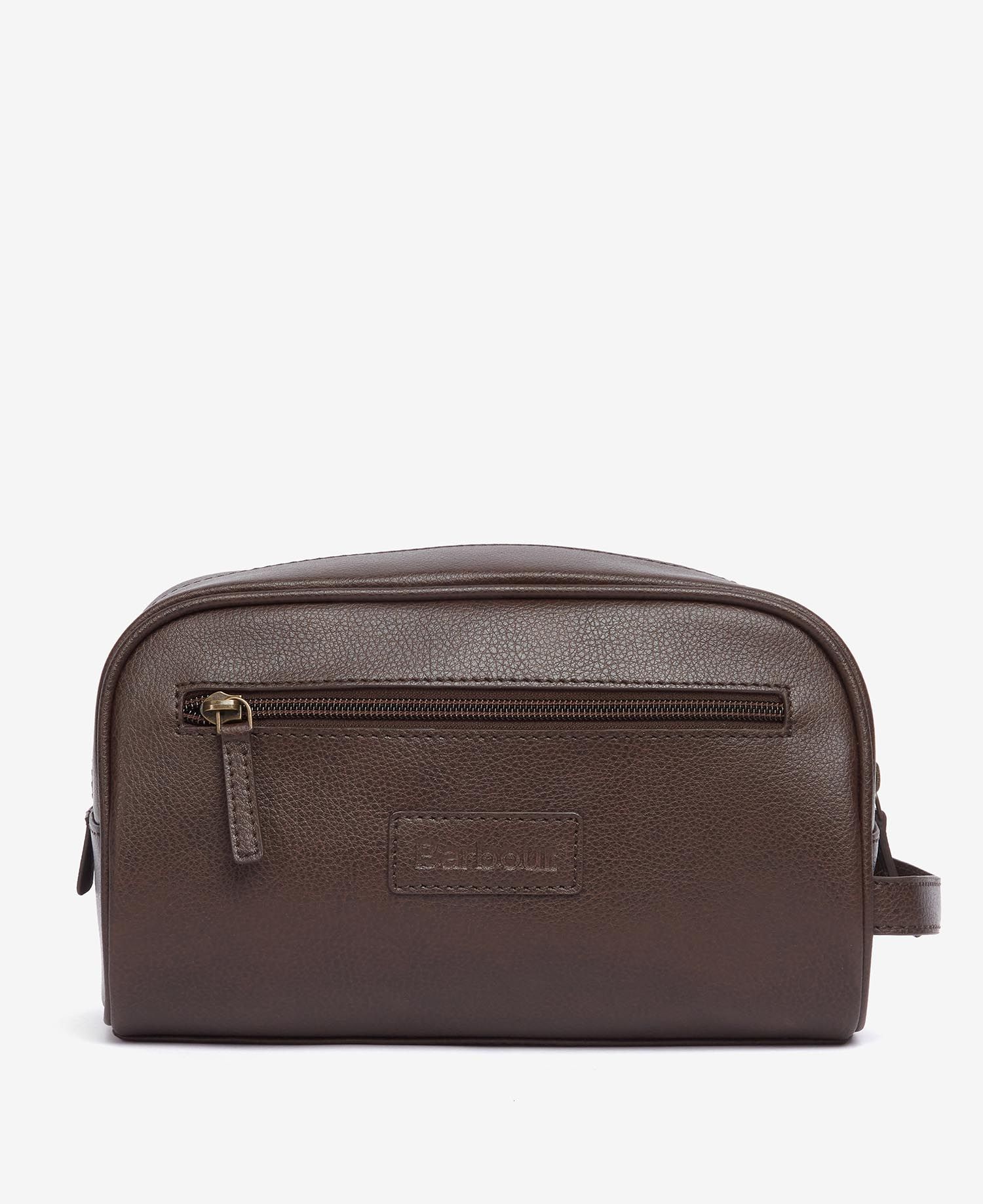 Barbour - Toilettaske, læder, Leather Washbag, - Dark Brown