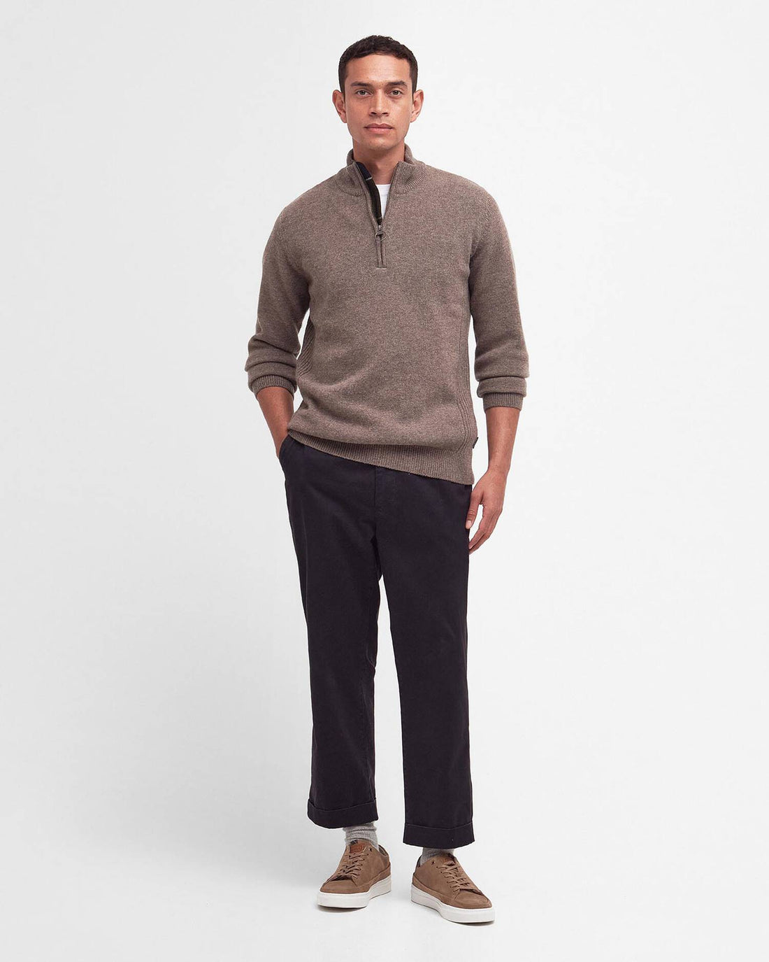 Barbour - Herre, Strik, Holden Half Zip - Military Marl