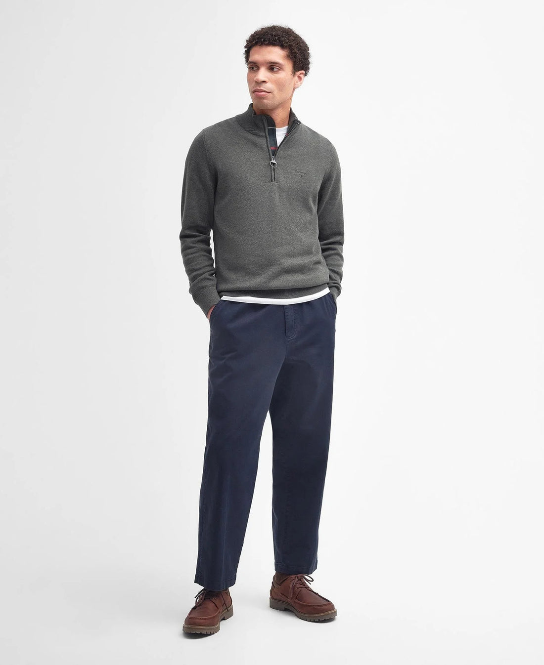 Barbour - Herre, Sweater, Cotton Half Zip, Olive