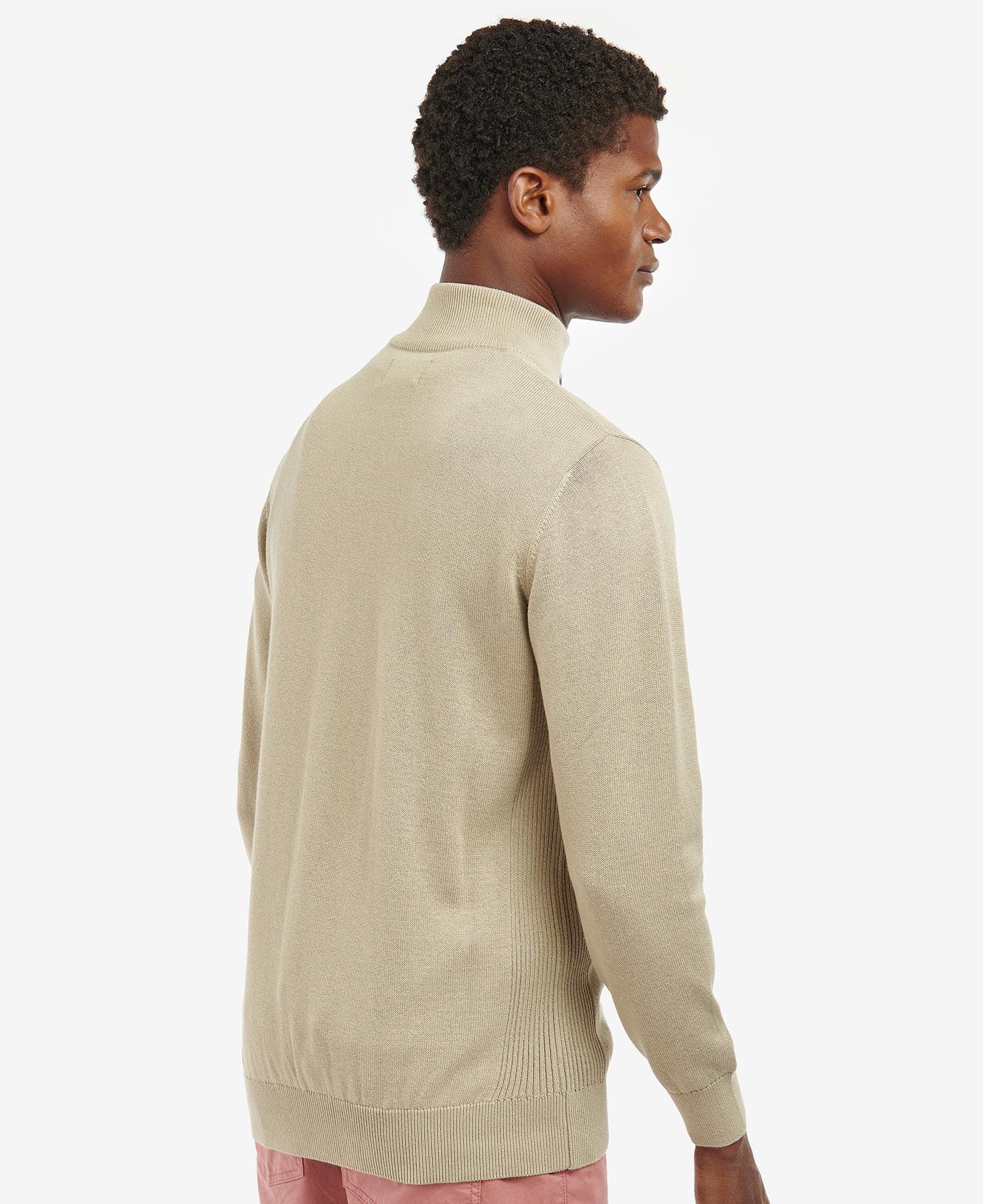 Barbour -Herre, Sweater, Cotton Half Zip, Stone