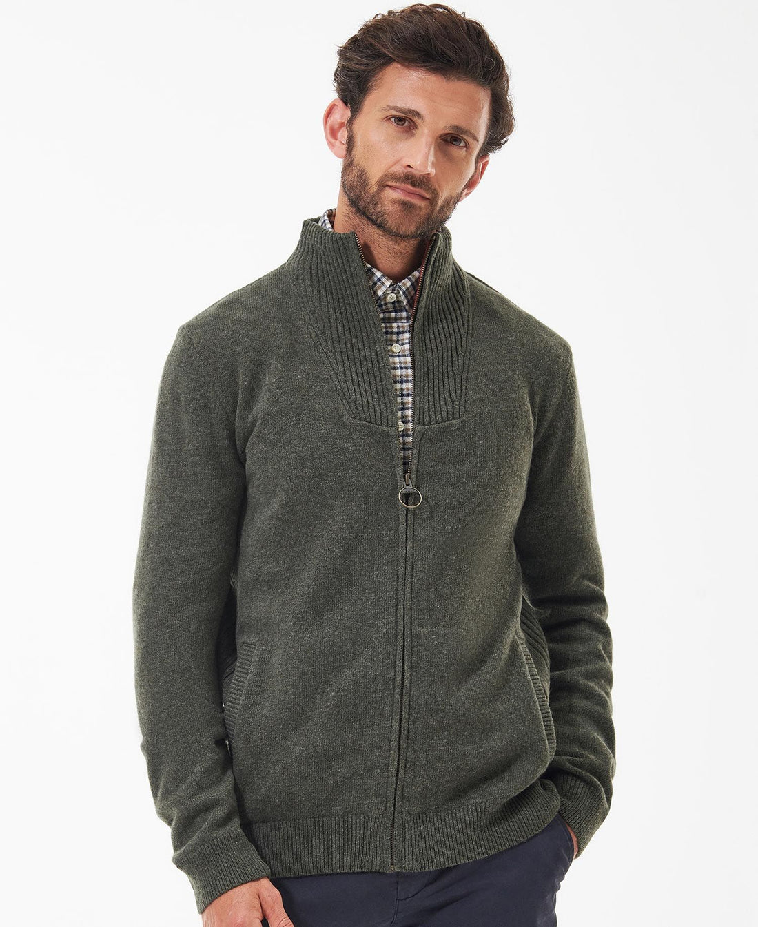 Barbour - Herre, Sweater med lynlås,Nelson,  Seaweed