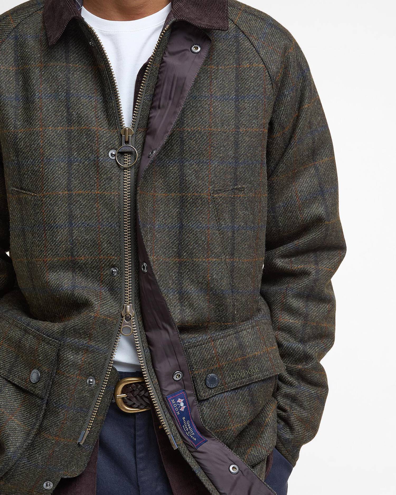 Barbour - Jakke, herre, Bedale Check Wool- Olive