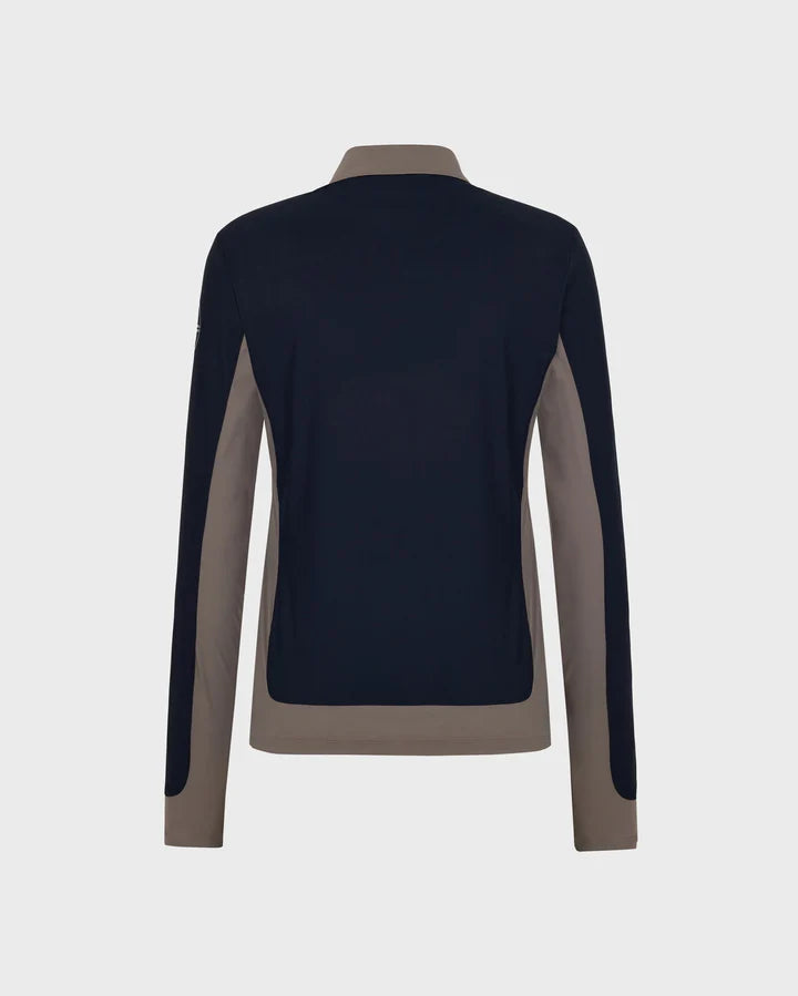 Trolle, T Cut long sleeve polo, Dame - Navy/Taupe