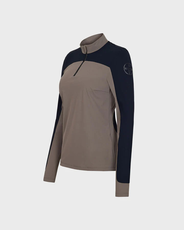 Trolle, T Cut long sleeve polo, Dame - Navy/Taupe