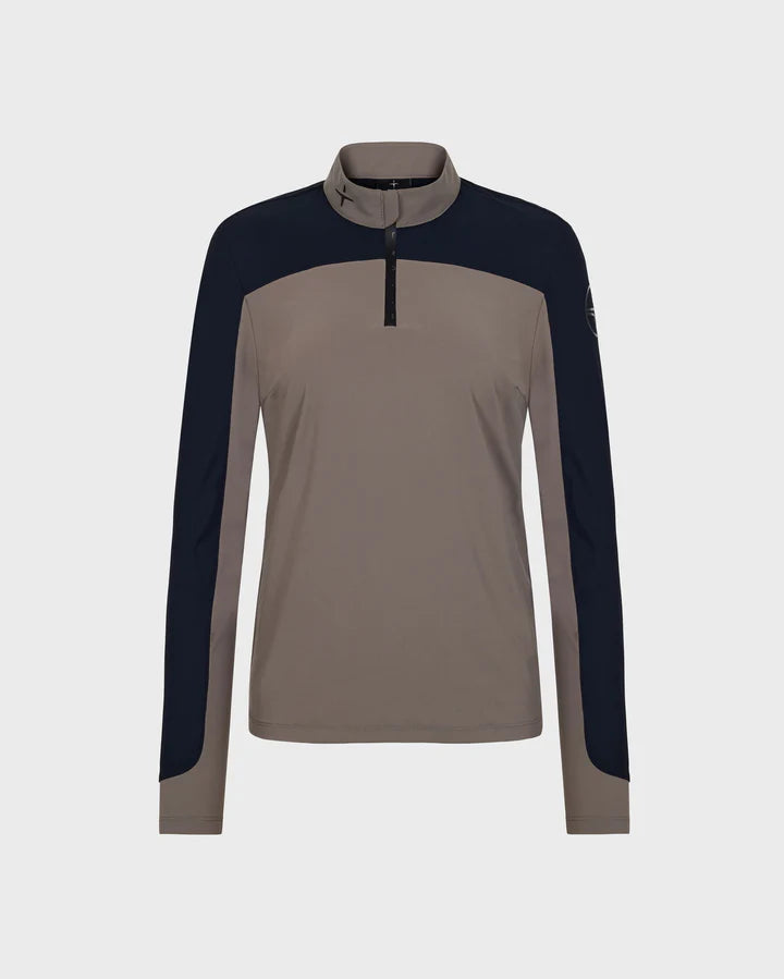 Trolle, T Cut long sleeve polo, Dame - Navy/Taupe