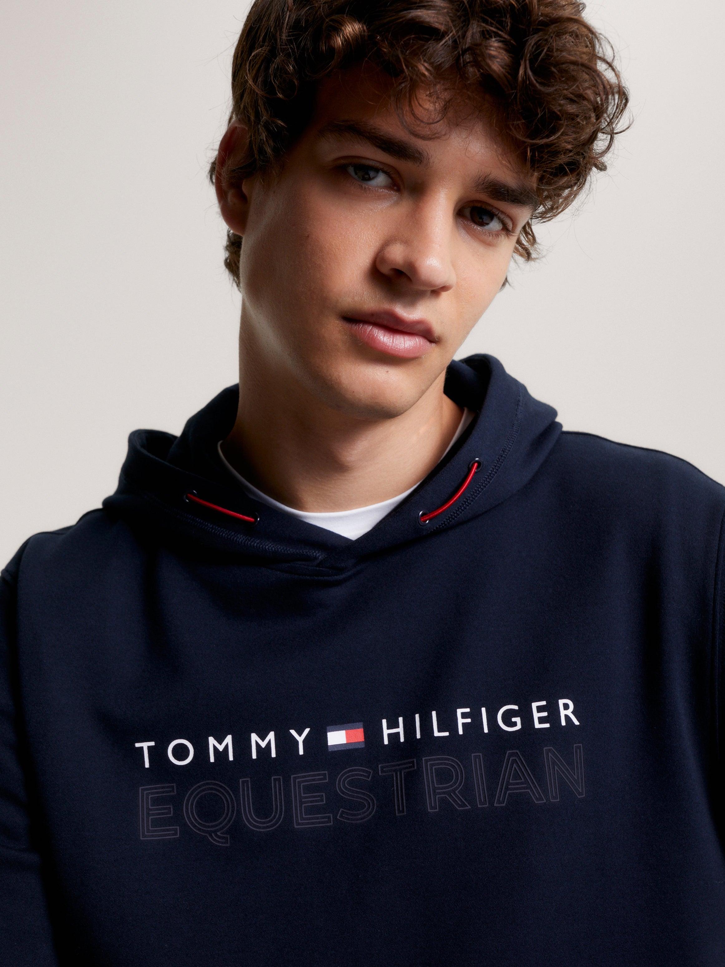 Tommy Hilfiger- Herre, logo fleece hoodie, blå