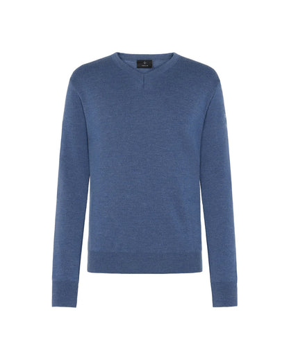 Trolle, Extra fine merino, v neck, Mænd - Blue Fog
