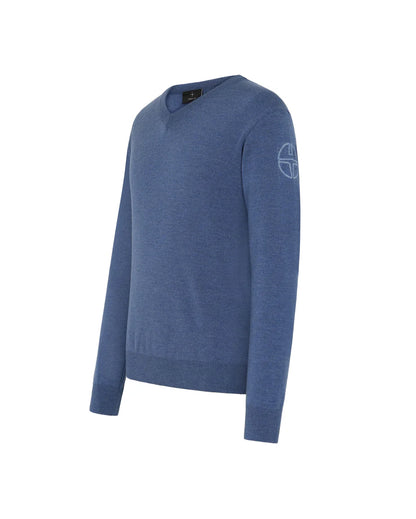Trolle, Extra fine merino, v neck, Mænd - Blue Fog