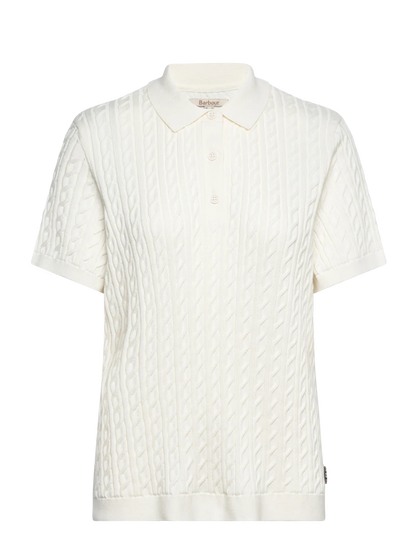 Barbour - Dame, Knitted Polo jumper- Hvid