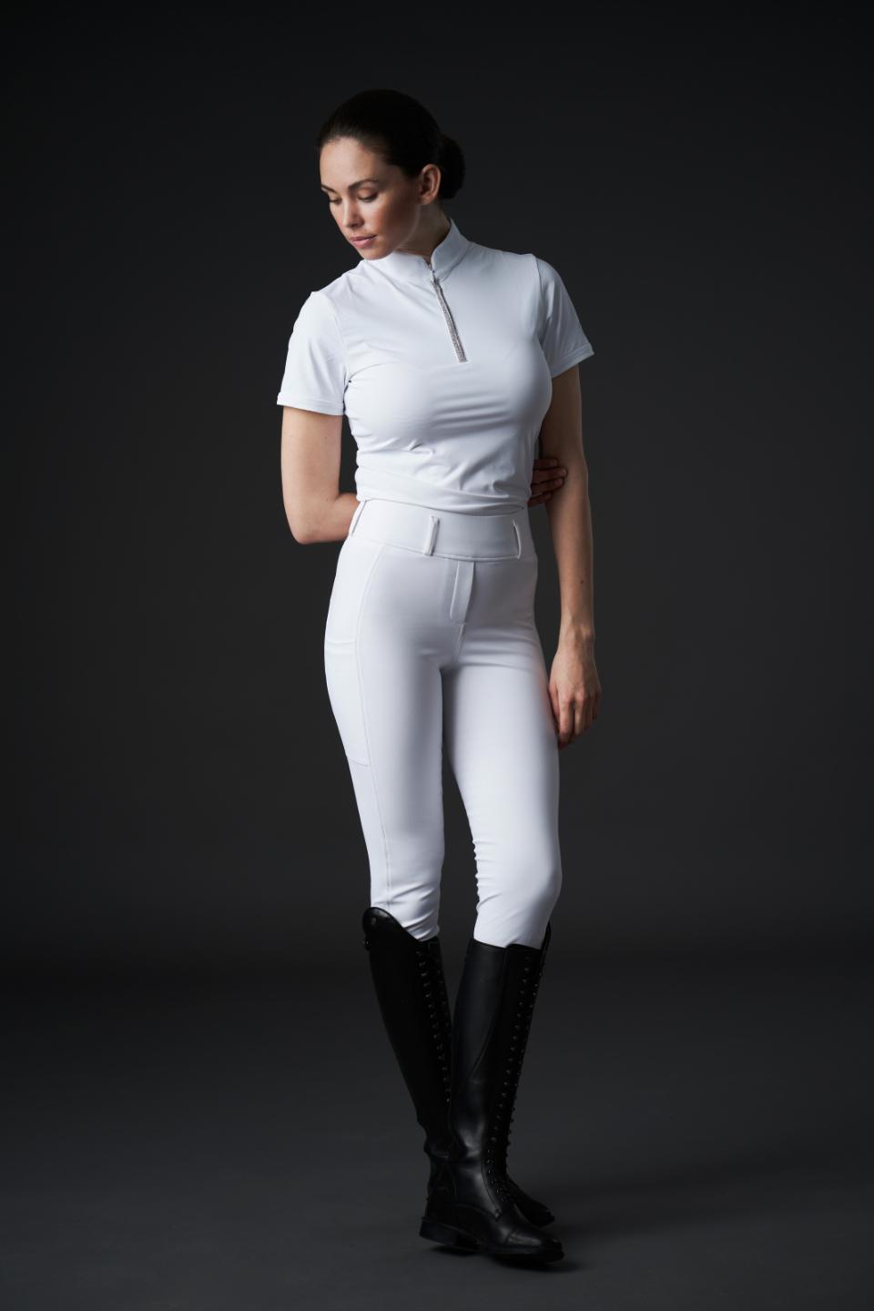 Catago - Dame Ridebukser, River tights med bæltestropper, fullgrip - White