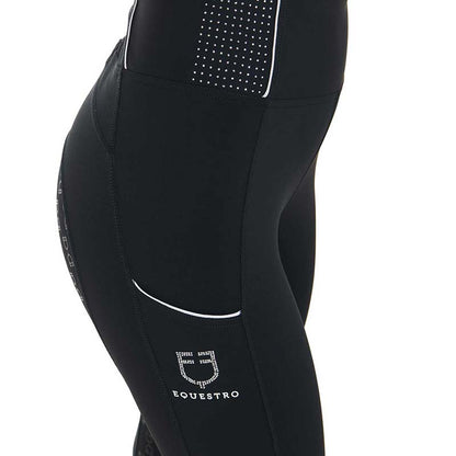 Equestro - Dame, Leggins med fullgrib - Black Crystial