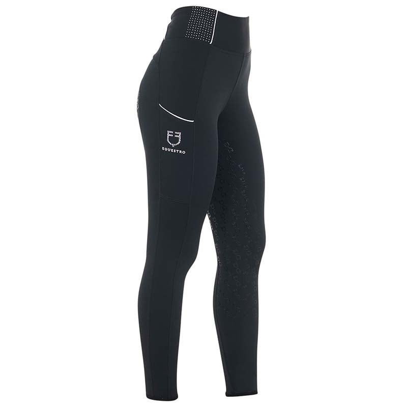 Equestro - Dame, Leggins med fullgrib - Black Crystial